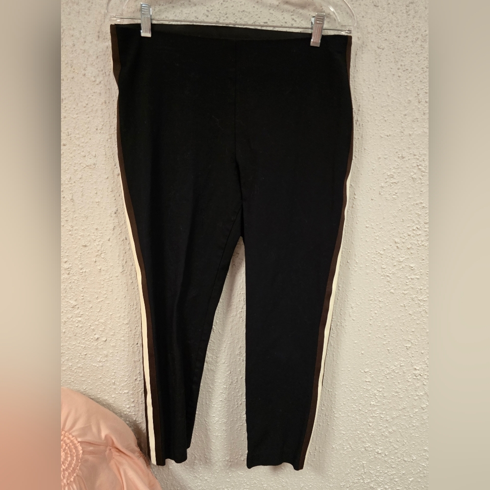 A New Day  - Womens Black Slacks with Brown & Cream Side Stripe